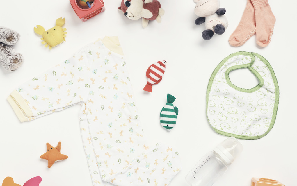 Selection of baby items for baby checklist