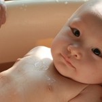 Bathing baby