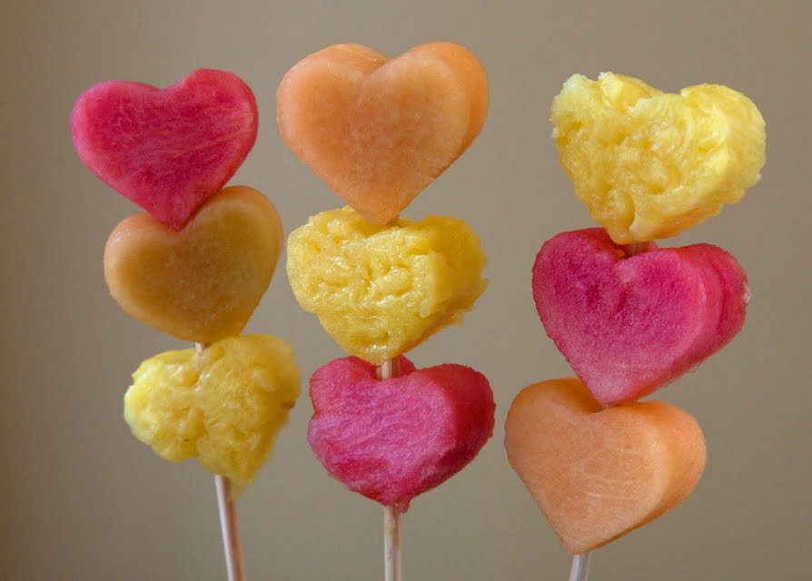 heart fruit kebabs for Valentines treats