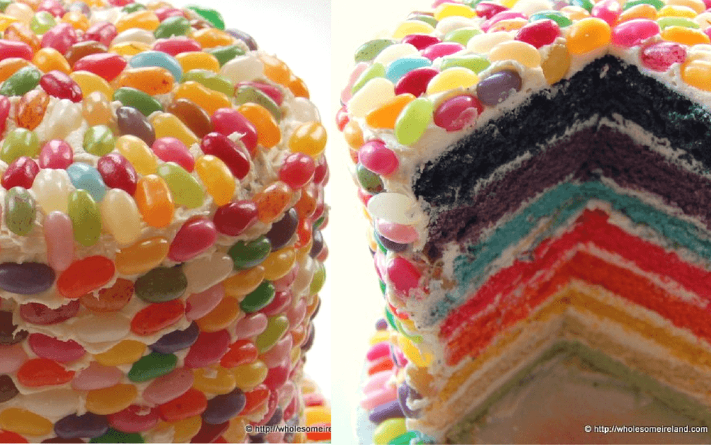 Jelly bean rainbow cake recipe